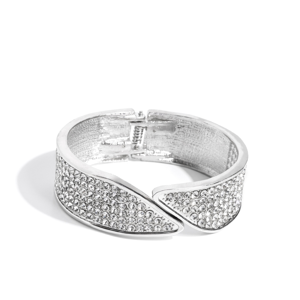 Fierce On Fleek White Paparazzi Silver Sparkle Bracelet Fashion Jewelry